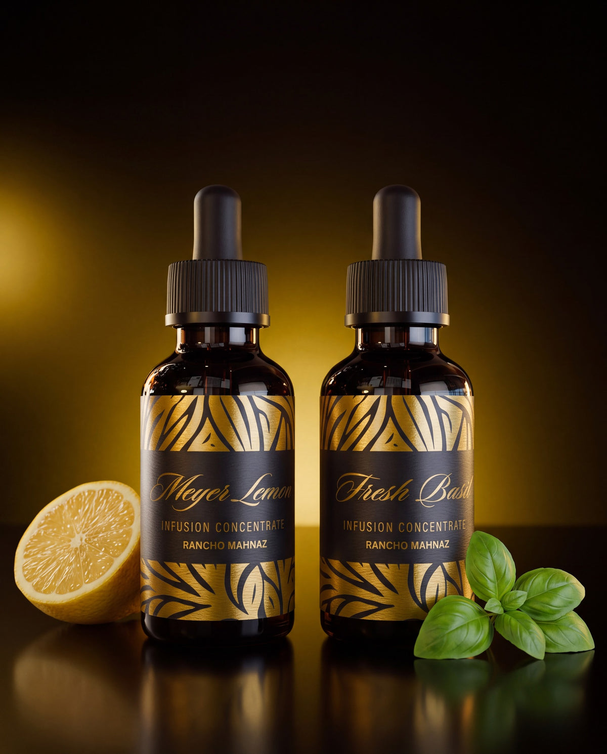 The Meyer Lemon and Fresh Basil concentrates side by side
